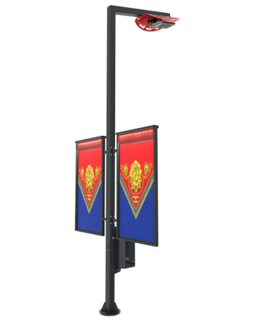 Информационный стенд с урной и фонарным столбом "Парад"