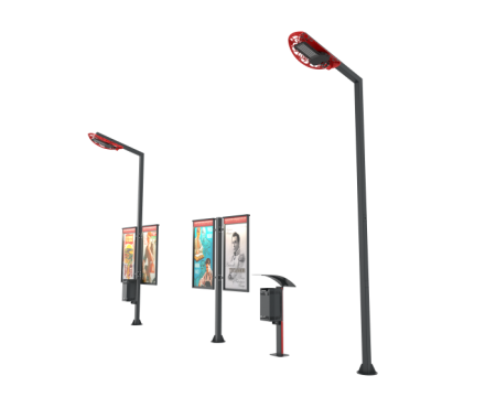 Информационный стенд с урной и фонарным столбом "Парад"