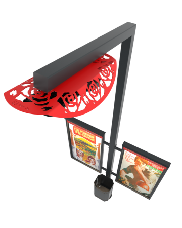 Информационный стенд с урной и фонарным столбом "Парад"