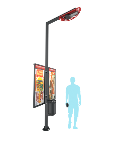 Информационный стенд с урной и фонарным столбом "Парад"