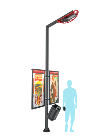 Информационный стенд с урной и фонарным столбом "Парад"