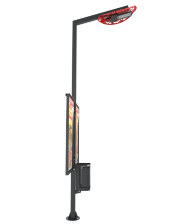 Информационный стенд с урной и фонарным столбом "Парад"