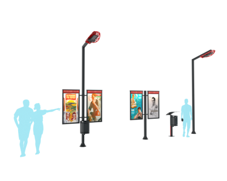 Информационный стенд с урной и фонарным столбом "Парад"