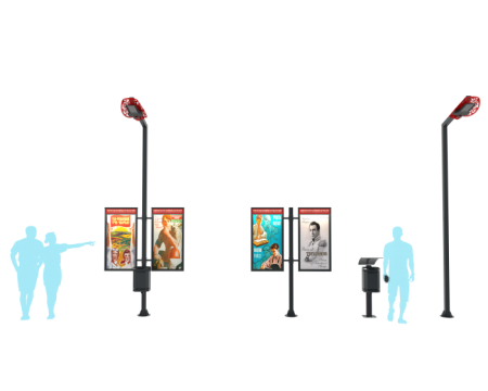 Информационный стенд с урной и фонарным столбом "Парад"